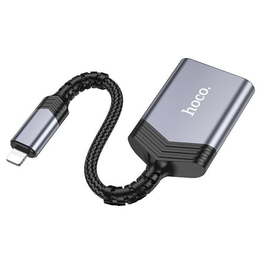 Hoco UA25L Lightning 2 in 1 Card Reader - Gray